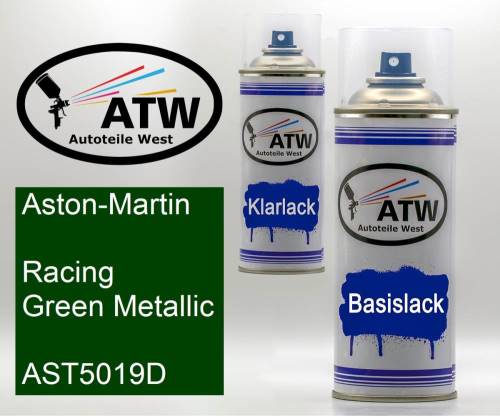 Aston-Martin, Racing Green Metallic, AST5019D: 400ml Sprühdose + 400ml Klarlack - Set, von ATW Autoteile West.